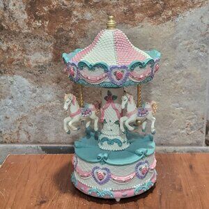 Animated Musical Merry Go Round Carousel Horse Music Box Plays Endless Love